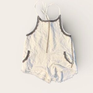 Free people white halter romper with embroidery trim